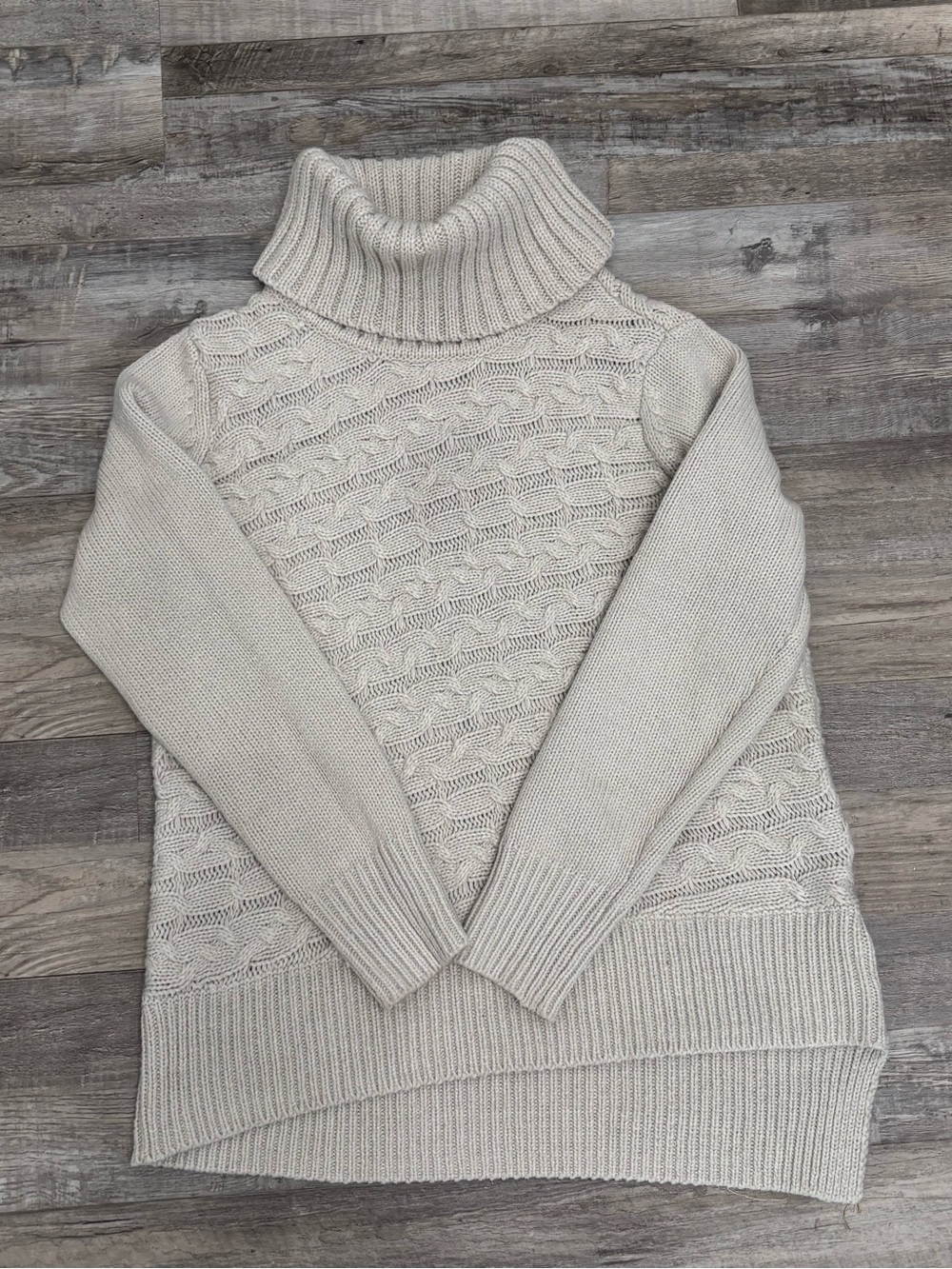Simply Vera Cozy Cable Knit Turtleneck Sweater - Cream